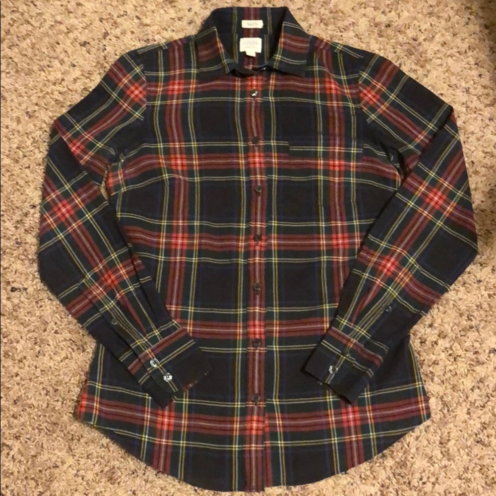 J. Crew XXS Tartan Print Button Down Shirt